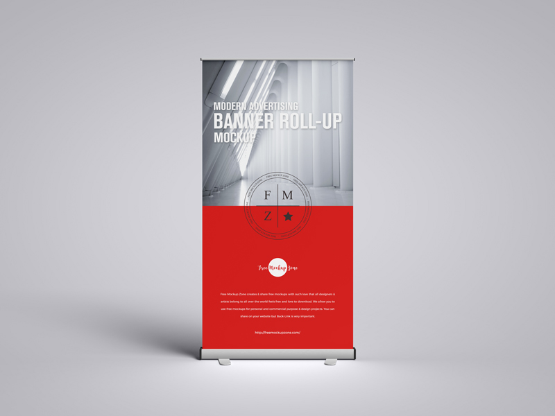Free Modern Advertising Banner Roll-up Mockup
