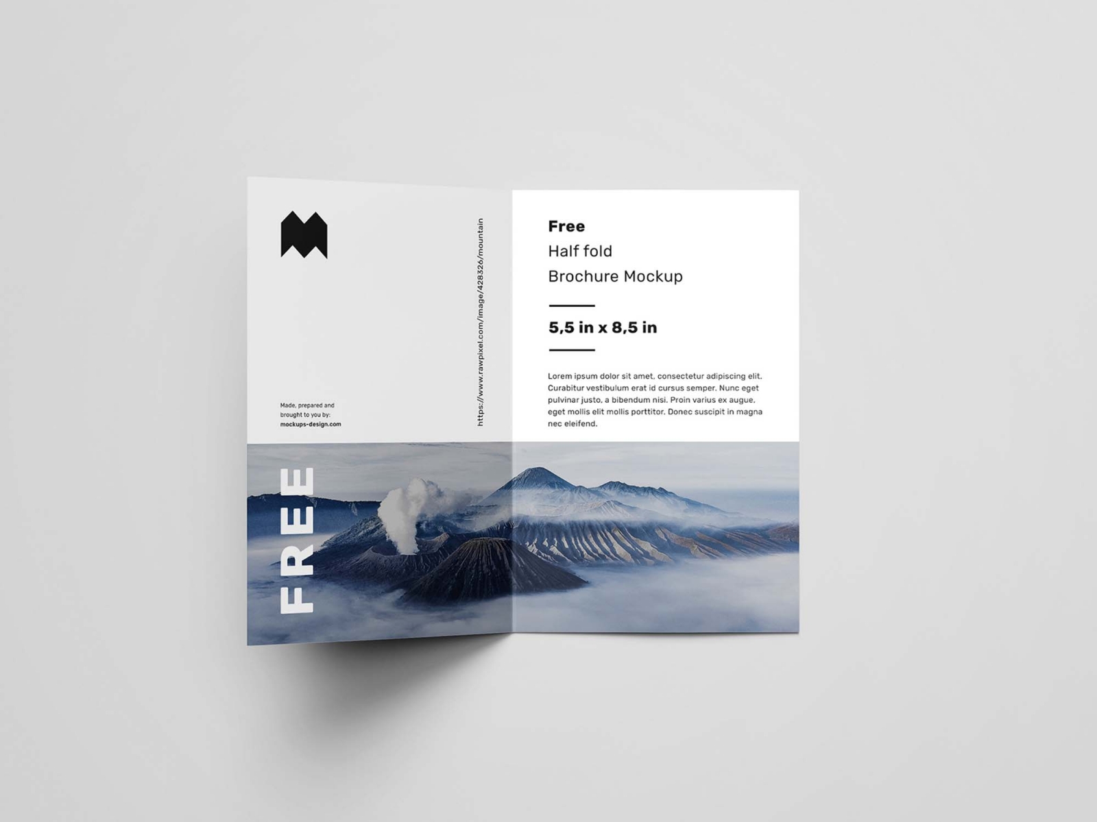 US Half Fold Brochure Mockup Free Download